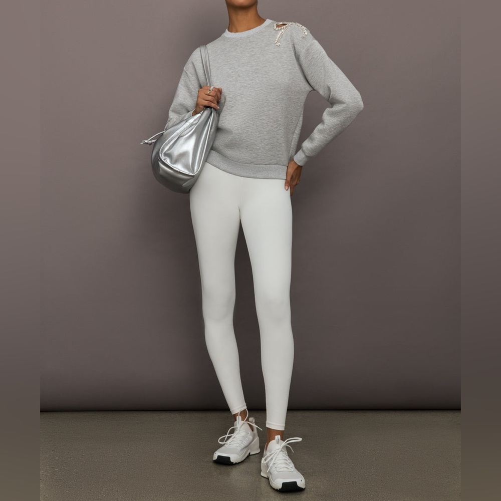 Carbon38 Rhinestone cut out Gray Sweatshirt with Embellished Shoulder - Picture 13 of 16